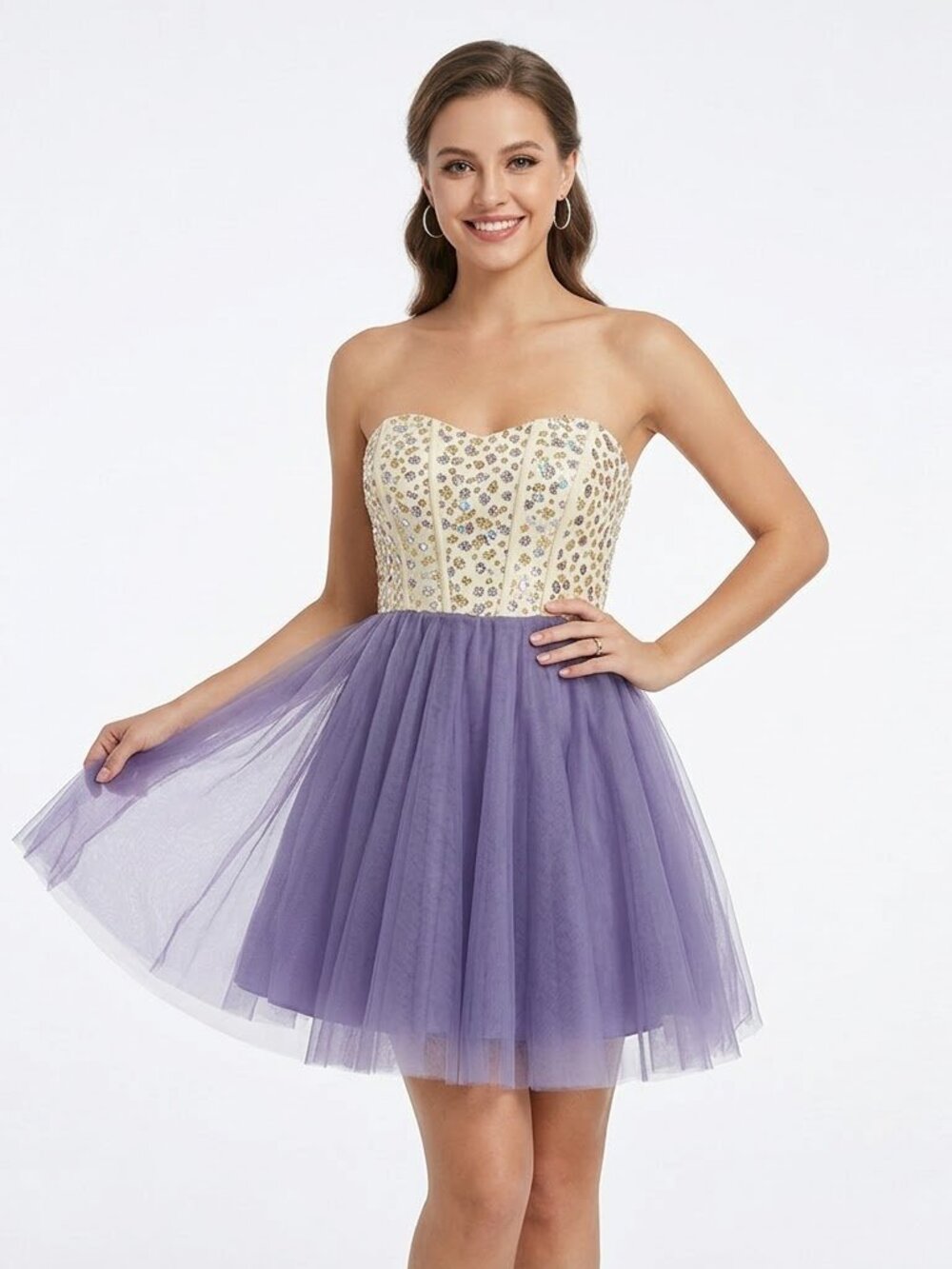 Nights by Teeze Me Corset Jewel Beaded Full Tulle skirt Party Dress 5